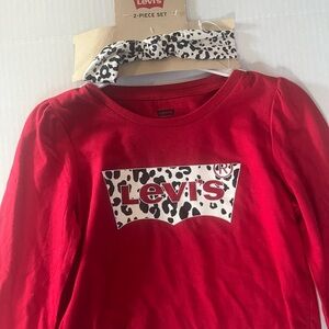 Levi's Kids Red Long Sleeve Shirt with Headband